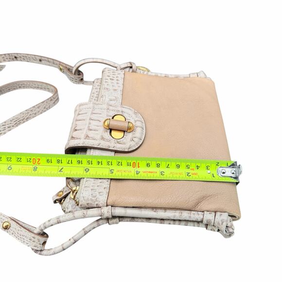 Brahmin Mojito Melbourne Croc Embossed Leather Crossbody Bag Beige and cream - Picture 4 of 9